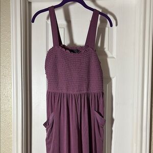 Anthropologie Purple Smocked Pleated Jumpsuit, NWT